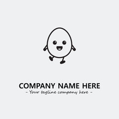 Egg cartoon illustration black and white for logo company vector image
