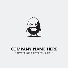 Egg cartoon illustration black and white for logo company vector image
