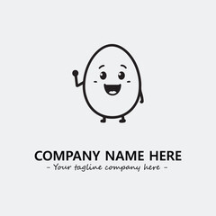 Egg cartoon illustration black and white for logo company vector image
