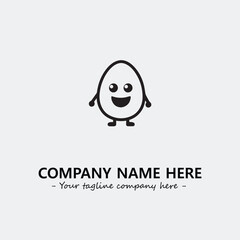 Egg cartoon illustration black and white for logo company vector image
