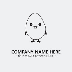 Egg cartoon illustration black and white for logo company vector image

