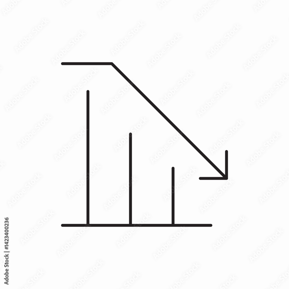 Poster declining graph icon vector sign