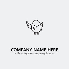 Egg cartoon illustration black and white for logo company vector image
