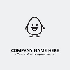 Egg cartoon illustration black and white for logo company vector image

