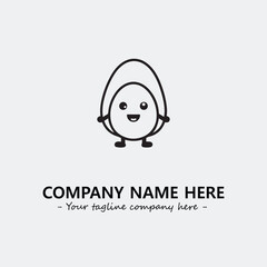 Egg cartoon illustration black and white for logo company vector image
