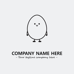 Egg cartoon illustration black and white for logo company vector image
