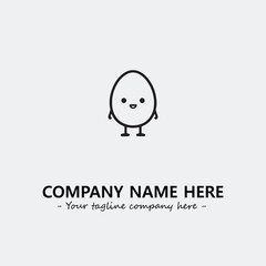 Egg cartoon illustration black and white for logo company vector image

