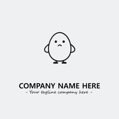 Egg cartoon illustration black and white for logo company vector image
