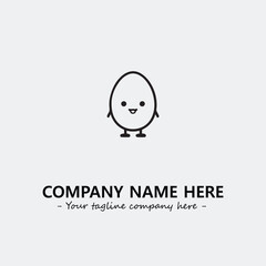 Egg cartoon illustration black and white for logo company vector image
