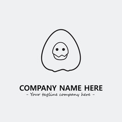Egg cartoon illustration black and white for logo company vector image
