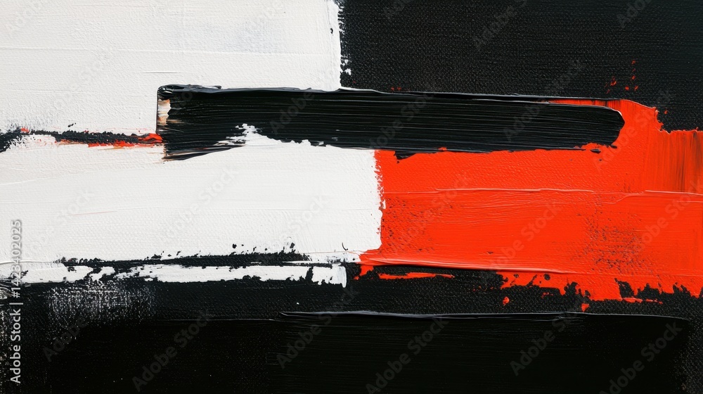 Poster striking black and white painting featuring bold contrast and intriguing patterns creating a timeles
