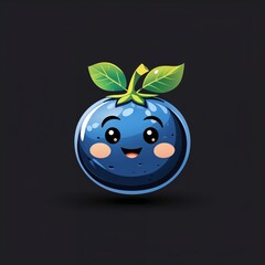 Obraz premium blueberry character on plain black background illustration icon logo concept 