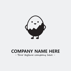 Egg cartoon illustration black and white for logo company vector image
