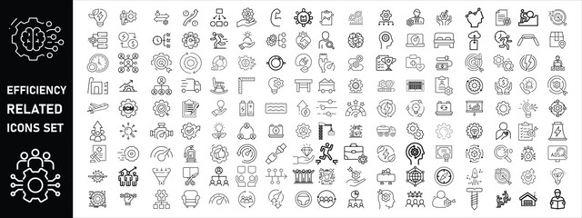 Set of efficiency related line icons. Productivity, optimization, improvement, efficiency related  BIG icon Set Vector 