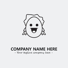 Egg cartoon illustration black and white for logo company vector image
