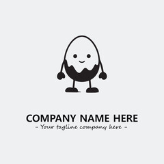Egg cartoon illustration black and white for logo company vector image
