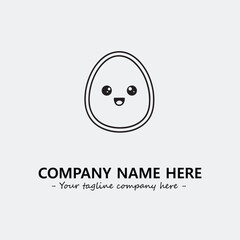 Egg cartoon illustration black and white for logo company vector image
