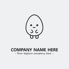 Egg cartoon illustration black and white for logo company vector image
