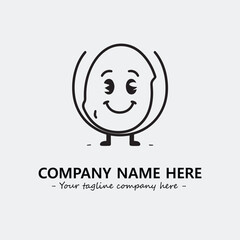 Egg cartoon illustration black and white for logo company vector image
