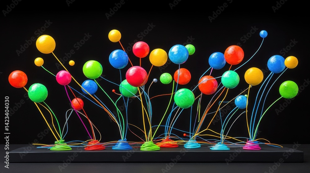 Poster colorful collection of balloons floating together in a bright and cheerful setting creating a joyful
