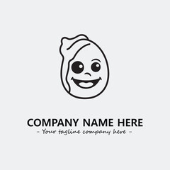 Egg cartoon illustration black and white for logo company vector image
