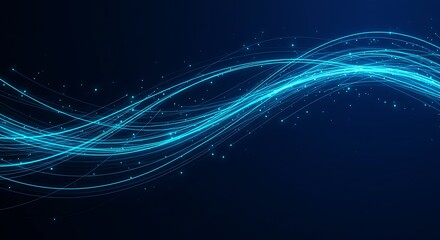 Cyan Light Trails Surge Through Dark Space: Data Streams, Futuristic Network, Dynamic Flow, Elegance, Innovation, Tech Backdrop, Visual Spectacle