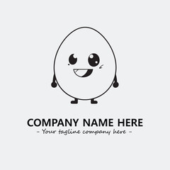 Egg cartoon illustration black and white for logo company vector image
