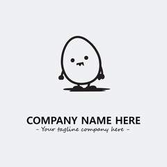 Egg cartoon illustration black and white for logo company vector image
