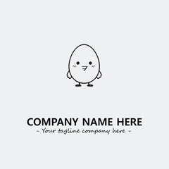 Egg cartoon illustration black and white for logo company vector image
