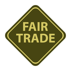 Logo con texto Fair Trade en se&ntilde;al de tr&aacute;fico con forma de rombo 