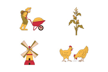 Farmer Illustration Set Collection