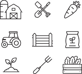 Fototapeta premium Set of farm line icon