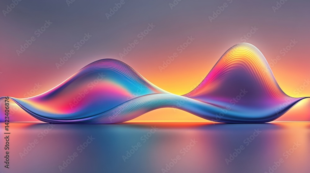Poster colorful wave design with abstract holographic foil texture creating an iridescent background for ar
