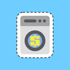 Cutting line sticker money loundry. Cashless society elements.