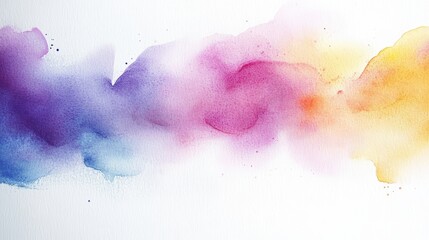Fototapeta premium Abstract Watercolor Artwork with Soft Blends of Purple, Pink, Yellow, and Orange for Artistic and Creative Projects