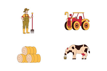 Farmer Illustration Set Collection