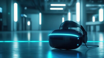 VR headset futuristic office floor
