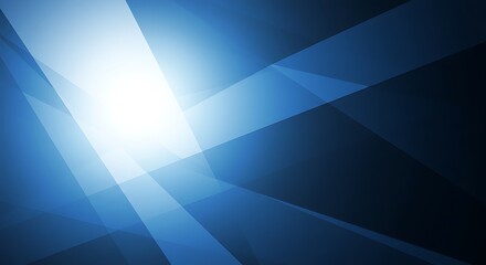 Obraz premium Modern Abstract Geometry: Overlapping Lines and Planes Creating Depth in Gradient Blues, Suggesting Technology, Corporate Identity, Clean Design and Innovation