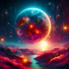 Obraz premium Concept Art of a Dimensional Planet 