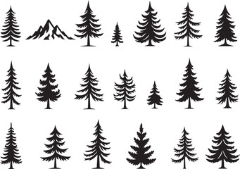 Obraz premium Adventure Mountain Biking Silhouettes with Pine Forest and Alpine Scenery