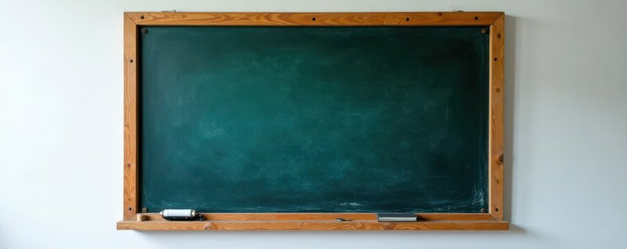 Vintage style blackboard with bright colorful chalk marks against white wall , school, blackboard