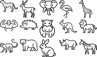 Charming Animal Line Art Collection - 15 Unique Wildlife Designs