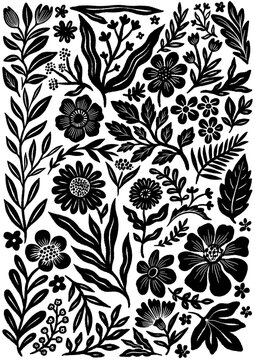 Fototapeta black floral pattern
