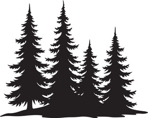 Obraz premium Epic Mountain Biking Adventure Silhouette with Pine Forest, Moon, and Wilderness Scenery