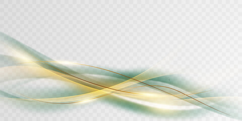 Green abstract wave background With luxury golden element vector illustration