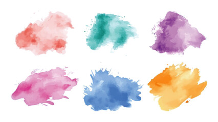 Color stains in watercolor. Pink, blue, yellow, red. Pastel colors brush strock.