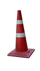 Red Traffic Cone with White Stripes