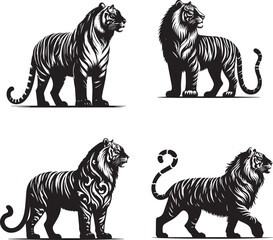 Majestic Amara Tiger in Jungle – Bold Wildlife Vector Illustration