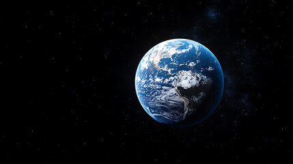 Obraz premium Photograph of the Earth rising above a black background, as seen from space. Earthrise, with a blue Moon in the background.