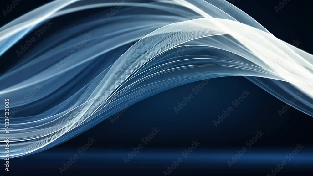 Poster abstract blue wave design smooth flowing lines of elegance and tranquility in motion, featuring ethe